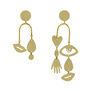 Asymmetric brass earrings by Sibilia